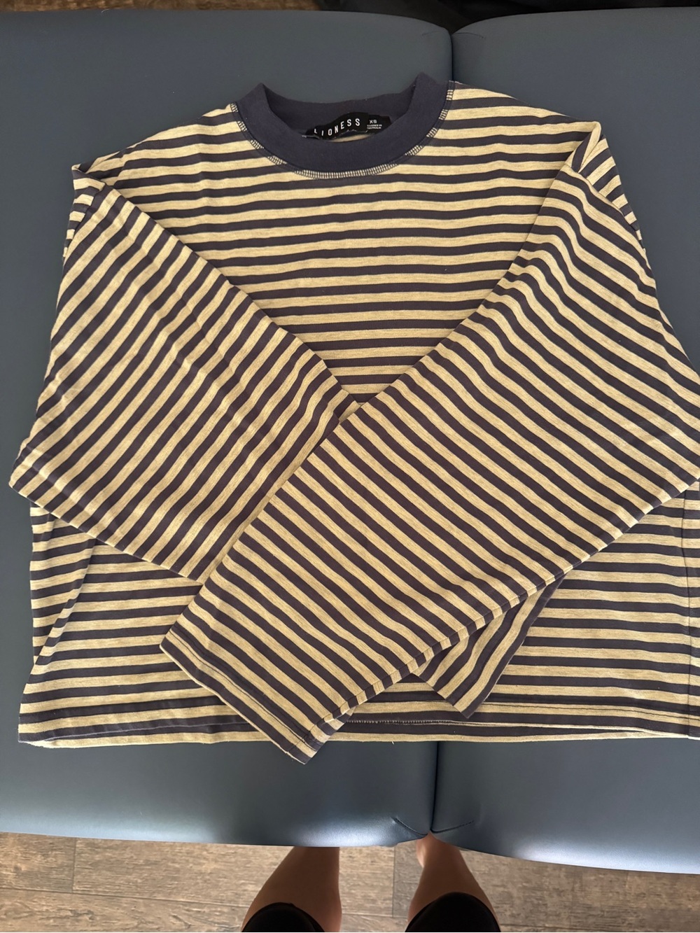 Lioness Navy and Cream Striped Long-Sleeve Tee